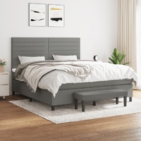 Box Spring Bed with Mattress Dark Grey 153x203 cm Queen Size Fabric