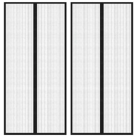 Insect Door Curtains 2 pcs with Magnet Blocks Black 220x110 cm