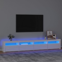 TV Cabinet with LED Lights High Gloss White 240x35x40 cm