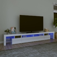 TV Cabinet with LED Lights High Gloss White 260x36.5x40 cm