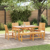 Garden Dining Set 6 pcs Brown Solid Acacia Wood