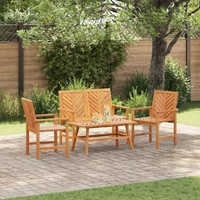 Garden Lounge Set 4 pcs Brown Solid Acacia Wood