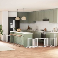 Dog Gate with Door Foldable 15 Panels White 750 cm Poplar Wood