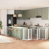 Dog Gate with Door Foldable 9 Panels White 450 cm Poplar Wood