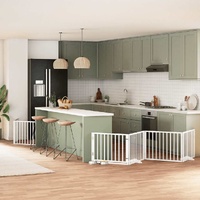 Dog Gate with Door Foldable 6 Panels White 480 cm Poplar Wood