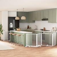Dog Gate with Door Foldable 6 Panels White 480 cm Poplar Wood