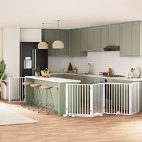 Dog Gate with Door Foldable 8 Panels White 640 cm Poplar Wood
