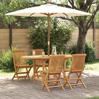 Garden Dining Set 5 pcs Brown Solid Teak Wood