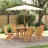 Garden Dining Set 7 pcs Brown Solid Teak Wood