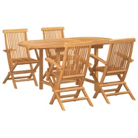 Garden Dining Set 5 pcs Brown Solid Teak Wood