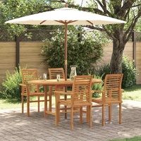Garden Dining Set 5 pcs Brown Solid Teak Wood