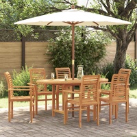 Garden Dining Set 7 pcs Brown Solid Teak Wood