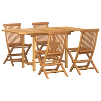 Garden Dining Set 5 pcs Brown Solid Teak Wood