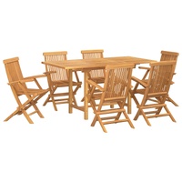 Garden Dining Set 7 pcs Brown Solid Teak Wood