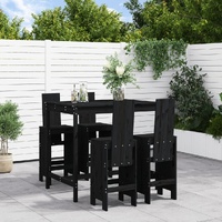 5 Piece Garden Bar Set Black Solid Wood Pine