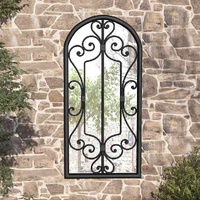 Garden Mirror Black 100x45 cm Iron for Outdoor Use