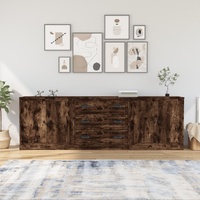 Sideboards 3 pcs Smoked Oak Engineered Wood
