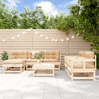 7 Piece Garden Lounge Set with Cushions Solid Wood