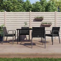 5 Piece Garden Dining Set with Cushions Poly Rattan and Steel