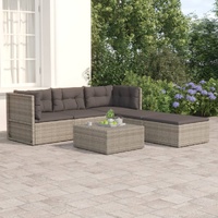 5 Piece Garden Lounge Set with Cushions Grey Poly Rattan