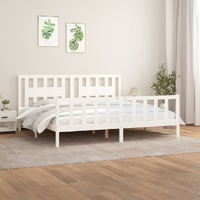Bed Frame without Mattress White Solid Wood Pine 183x203 cm King