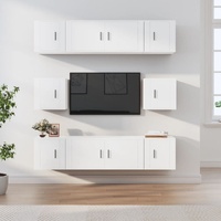 8 Piece TV Cabinet Set White Engineered Wood