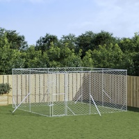 Outdoor Dog Kennel Silver 4x4x2 m Galvanised Steel