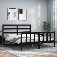Bed Frame without Mattress Black 150x200 cm Solid Wood Pine