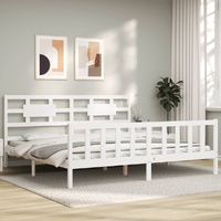 Bed Frame without Mattress White 183x203 cm King Solid Wood Pine