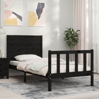 Bed Frame without Mattress Black 90x190 cm Solid Wood Pine