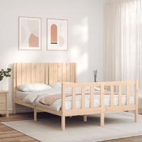 Bed Frame with Headboard 137x187 cm Double Solid Wood