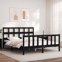 Bed Frame without Mattress Black 150x200 cm Solid Wood Pine