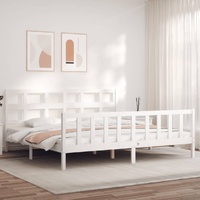 Bed Frame without Mattress White 183x203 cm King Solid Wood Pine