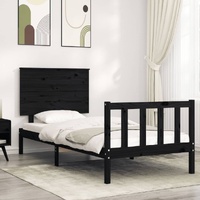 Bed Frame without Mattress Black 90x190 cm Solid Wood Pine