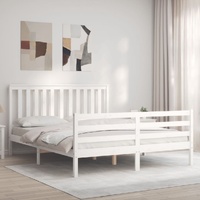 Bed Frame without Mattress White 150x200 cm Solid Wood