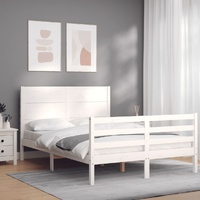 Bed Frame without Mattress White 135x190 cm Solid Wood