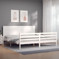 Bed Frame without Mattress White 183x203 cm King Solid Wood