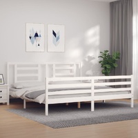Bed Frame without Mattress White 183x203 cm King Solid Wood