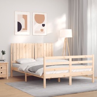 Bed Frame with Headboard 137x187 cm Double Solid Wood