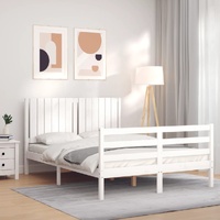 Bed Frame without Mattress White 135x190 cm Solid Wood