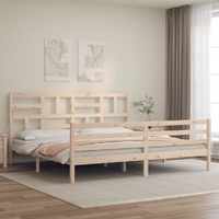 Bed Frame with Headboard 183x203 cm King Solid Wood