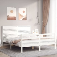 Bed Frame without Mattress White 150x200 cm Solid Wood