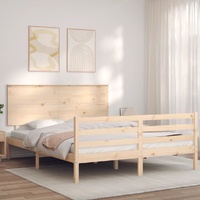 Bed Frame with Headboard  153x203 cm Queen Solid Wood