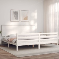 Bed Frame without Mattress White 183x203 cm King Solid Wood