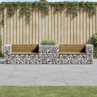 Garden Bench with Gabion Basket Impregnated Wood Pine