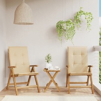 Reclining Garden Chairs with Cushions 2 pcs Solid Wood Teak