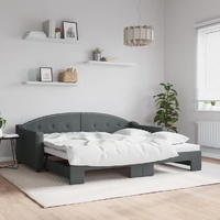 Daybed with Trundle without Mattress Dark Grey 90x190 cm