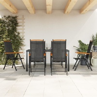7 Piece Garden Dining Set Black Aluminium