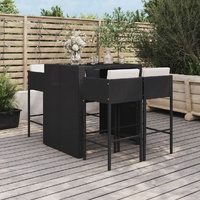 5 Piece Garden Bar Set with Cushions Black Poly Rattan