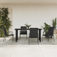 5 Piece Garden Dining Set Black Steel and Textilene